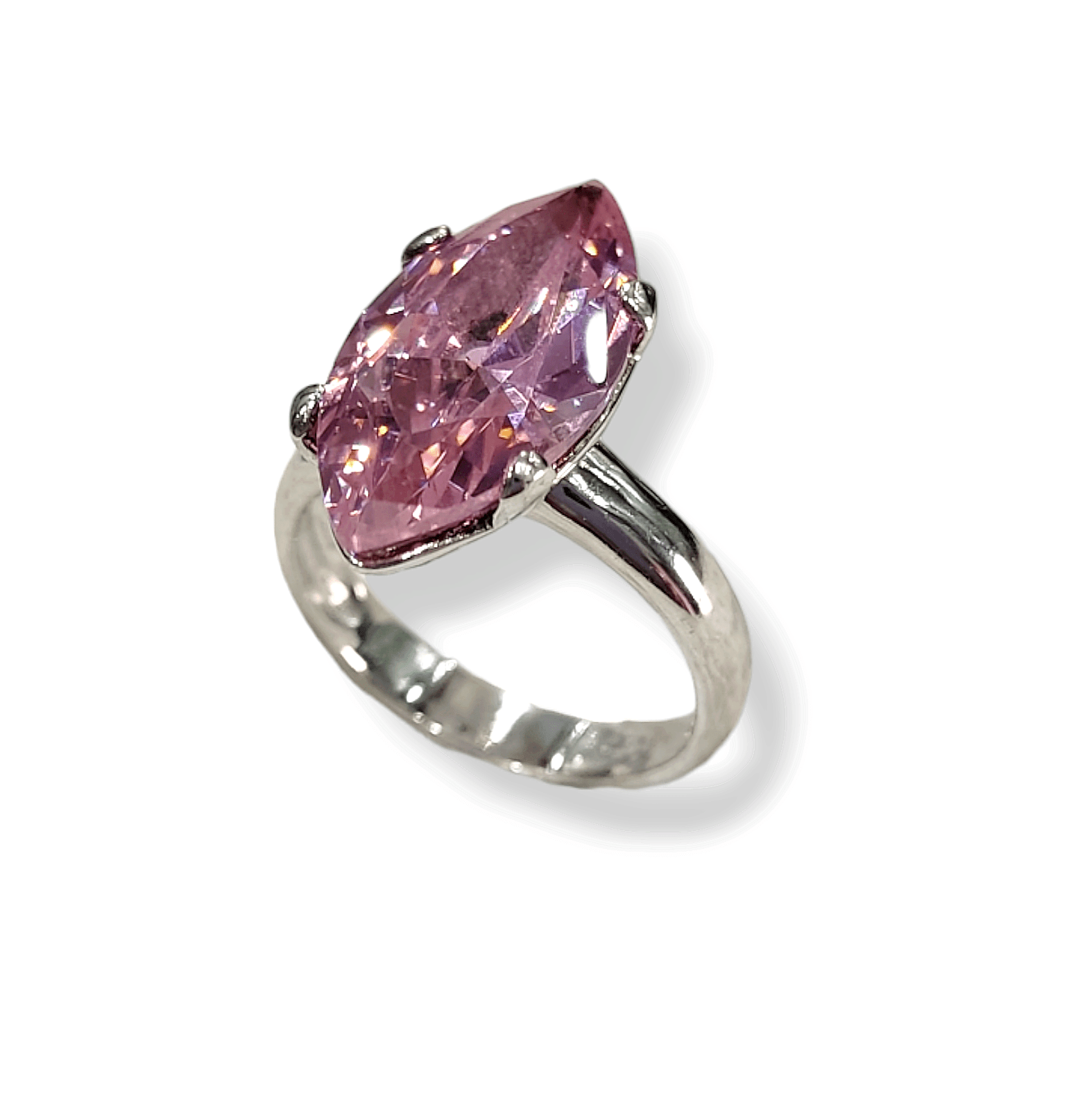 Δαχτυλίδι ασημένιο 925 επιπλατινωμένο με ρόζ ζιργκόν πέτρα