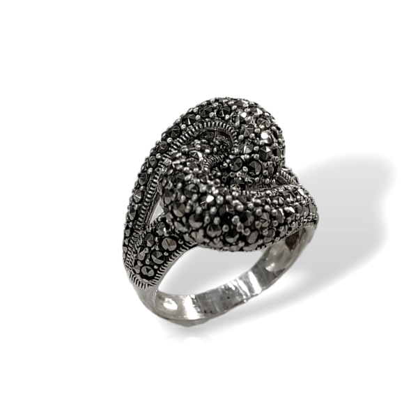 Δαχτυλίδι ασήμι 925 χειροποίητο με ημιπολύτιμες πέτρες μαρκασίτη.