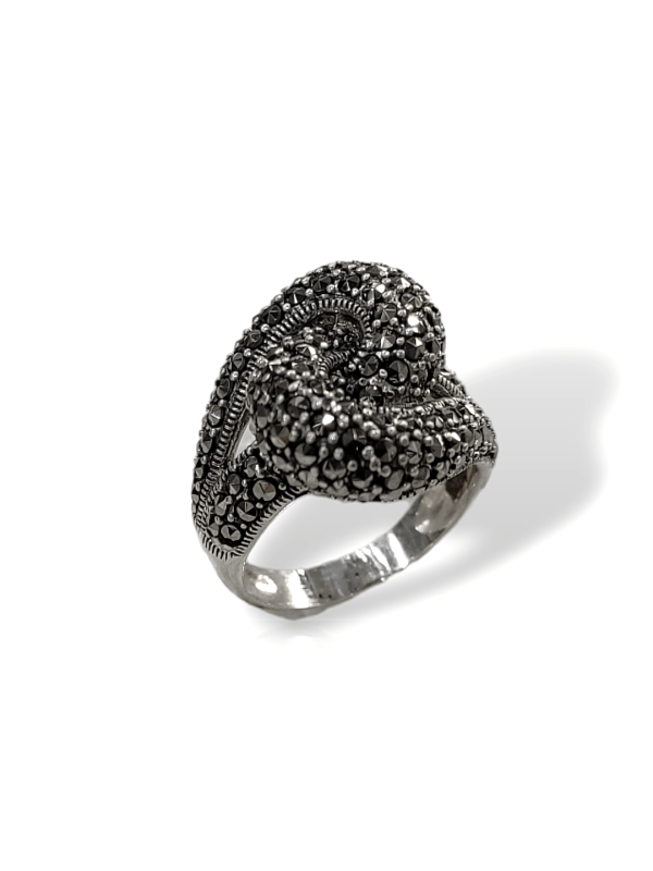 Δαχτυλίδι ασήμι 925 χειροποίητο με ημιπολύτιμες πέτρες μαρκασίτη.