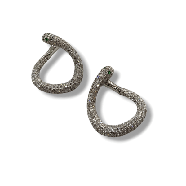 Σκουλαρίκια φίδι από ανοξείδωτο ατσάλι με ζιργκόν πέτρες