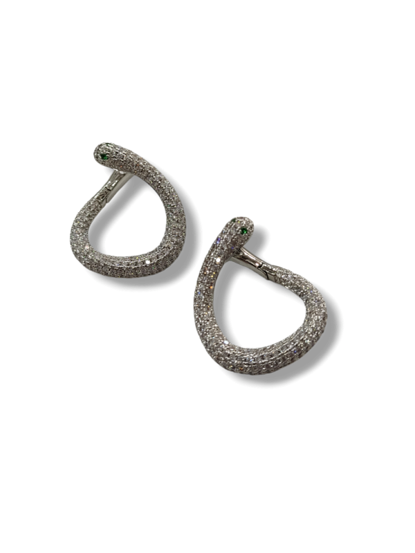 Σκουλαρίκια φίδι από ανοξείδωτο ατσάλι με ζιργκόν πέτρες