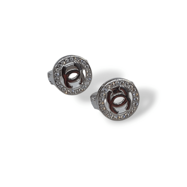 Σκουλαρίκια από ασήμι 925 επιπλατινωμένα Σχέδιο Σανέλ με ζιργκόν πέτρες
