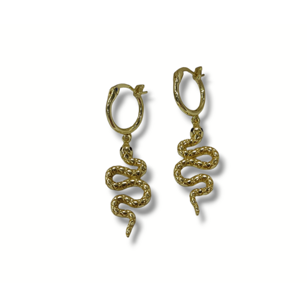 Σκουλαρίκια κρεμαστά φίδι από ασήμι 925 επιχρυσωμένα .